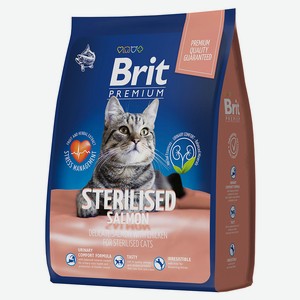 Сухой корм для кастрированных котов и стерилизованных кошек Brit Premium лосось курица печень, 300 г