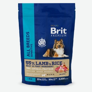 Сухой корм для собак Brit Premium Lamb&Ric гипоаллергенный, 1 кг