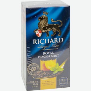 Чай чёрный Richard Royal Peach&Mint, 25 пакетиков