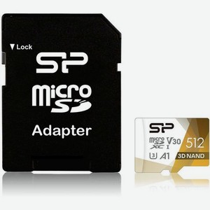Карта памяти microsdxc UHS-I U3 Silicon Power Superior Pro Colorful 512 ГБ, 100 МБ/с, Class 10, SP512GBSTXDU3V20AB, 1 шт., переходник SD