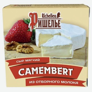 Сыр мягкий Ришелье Камамбер с белой плесенью 45%, 125 г, картонная коробка