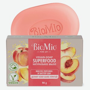 Мыло твердое BioMio масло персика и баттер ши, 90 г