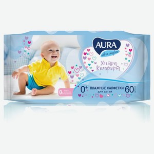 Влажные салфетки детские Aura Ultra Comfort, 60 шт