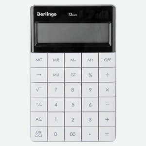 Калькулятор настольный Berlingo Power TX 12 разрядность двойное питание 165x105x13мм, белый