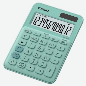 Калькулятор Casio MS-20UC-GN-W-EC, 12-разрядный, зеленый