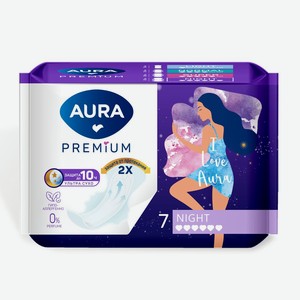 Прокладки <Aura Premium> Night 7шт Китай