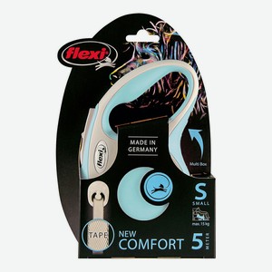 Рулетка Flexi New Line Comfort S для собак до 15 кг лента серый-голубой 5 м