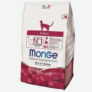 Сухой корм для домашних кошек Monge Cat Indoor курица и рис 400 г