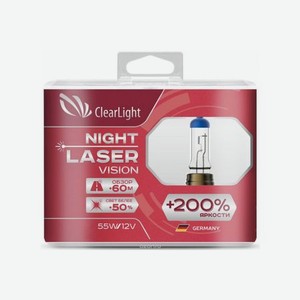 Лампа Clearlight H9 12V-65W Night Laser Vision +200% Light (компл., 2 шт.)