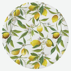Тарелки бумажные одноразовые Лимоны 23 см, 6 шт