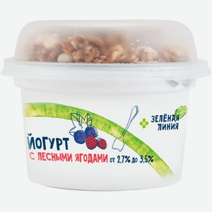Йогурт с лесными ягодами и гранолой с изюмом 2.7-3.5% Зелёная Линия, 190г