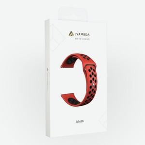 Универсальный силиконовый ремешок для часов 22 mm LYAMBDA ALIOTH DS-GS-03-22-RD Red/Black
