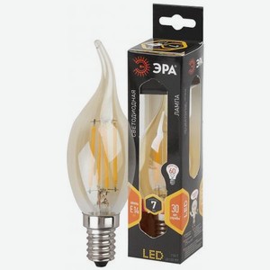 Лампа ЭРА F-LED BXS-7w-827-E14 gold филаментная свеча на ветру теплый свет цвет золото