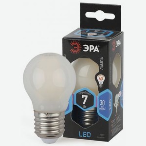 Лампа ЭРА F-LED P45-7w-840-E27 frozed филаментная шарик холодный свет матовая