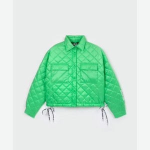 Куртка женская укороченная стеганая из плащовки зеленая Gulliver