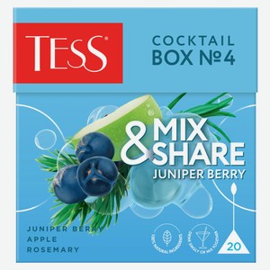 Чай травяной Tess Cocktail Box №4 можжевельник в пирамидках, 20х1,5 г