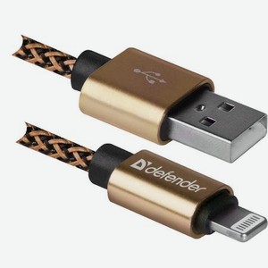 Кабель Defender ACH01-03T PRO USB2.0 Золотой AM-LightningM1m2.1А (87806)