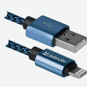 Кабель Defender ACH01-03T PRO USB2.0 Синий AM-LightningM 1m 2.1A (87811)