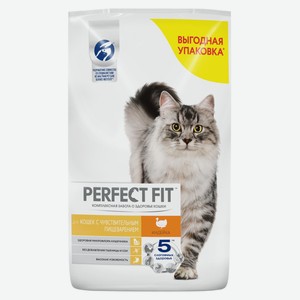 Сухой корм для взрослых кошек PERFECT FIT с индейкой, 10 кг