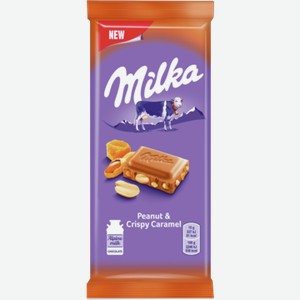 Шоколад МИЛКА молочный, арахис с хрустящей карамелью, 0.09кг
