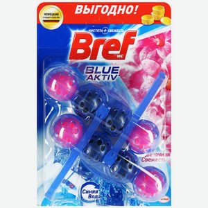 Туалетный блок Bref Blue Aktiv Цветочная свежесть Синяя вода, 2 шт.