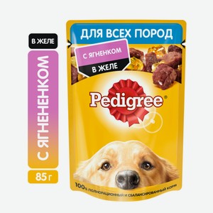Корм влажный Pedigree желе для собак с ягненком, 85г Россия