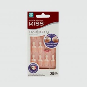 Набор накладных ногтей с клеем с перламутром короткой длины KISS NEW YORK PROFESSIONAL Ultra Resistant French 28 шт