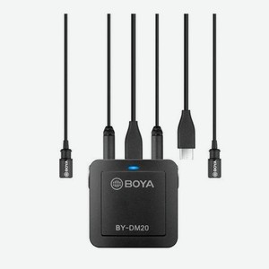 Двухканальный комплект Boya BY-DM20 для записи с функцией мониторинга и раздельным контролем уровня громкости.