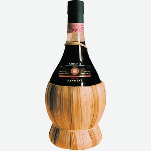 Вино Фассини, Кьянти, в соломенной фьяске, 1500 мл, Красное, Сухое