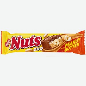 Шоколадный батончик Nuts Duo с арахисов пастой 60г
