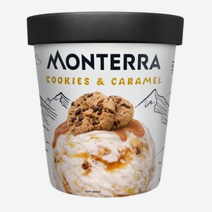 Мороженое пломбир с карамельным соусом и кусочками печенье Монтерра 298г