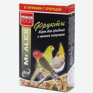 Mr.Alex корм для средних и мелких попугаев  Фрукты  (500 г)