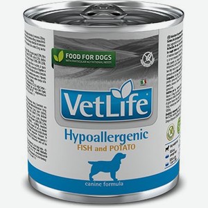 Farmina Vet Life Hypoallergenic консервы для собак с пищевой аллергией, с рыбой и картофелем (300 г)