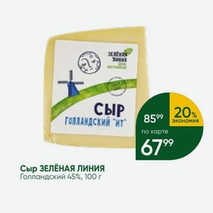 Сыр ЗЕЛЕНАЯ ЛИНИЯ Голландский 45%, 100 г