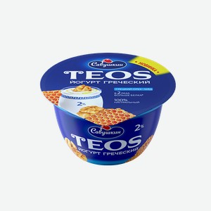 Йогурт греческий Савушкин продукт Teos грецкий орех-мед, 2%, 140 г