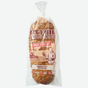 Батон Русский хлеб зерновой темный в нарезке, 380 г