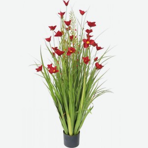 Букет цветов искусственных в горшке цвет: красный 120 см, 35 цветов