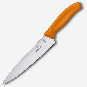 Нож кухонный Victorinox Swiss Classic, разделочный, для мяса, 190мм, заточка прямая, стальной, оранжевый [6.8006.19l9b]