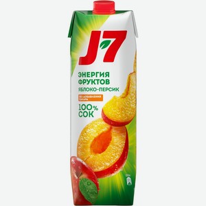 Сок J7 Яблоко Персик с мякотью т/пак., Россия, 0.97 L