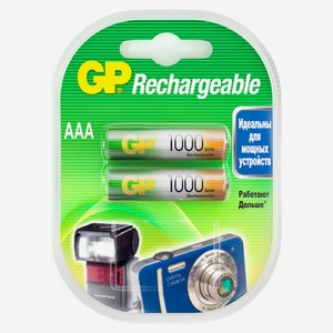 Батарейка аккумуляторная GP Rechargeable 1000 мАч типоразмер AAA, 2 шт
