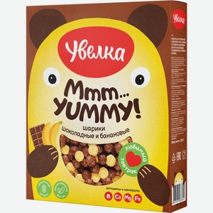 Сухой завтрак <Увелка> шарики шоколадные и банановые 200г коробка Россия