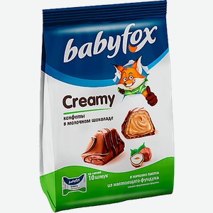 Конфеты Babyfox Creamy вафельные в молочном шоколаде с молочно-ореховой начинкой 100г