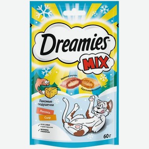 Лакомство Dreamies Mix с лососем и сыром для взрослых кошек 60г