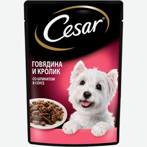 Влажный корм для собак Cesar говядина кролик шпинат в соусе 85г