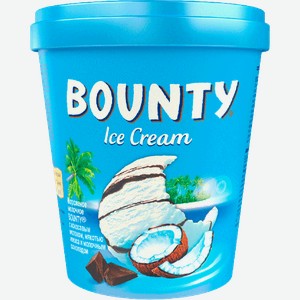 Мороженое Bounty молочное с кокосовым молоком мякотью кокоса и молочным шоколадом ведро 272г