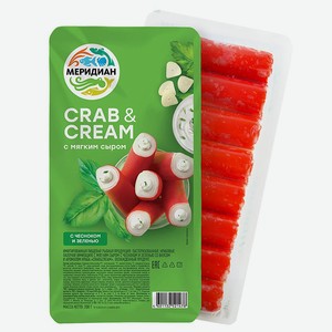 Крабовые палочки Crab&Cream чеснок зелень Меридиан 200г