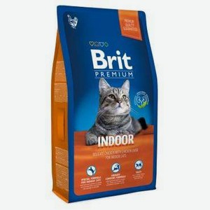 Сухой корм для кошек живущих дома Brit Premium курица печень, 800 г