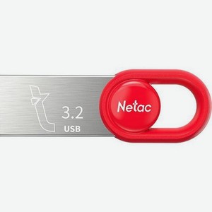 Флешка USB NETAC UM2 64ГБ, USB3.2, серебристый и красный [nt03um2n-064g-32re]