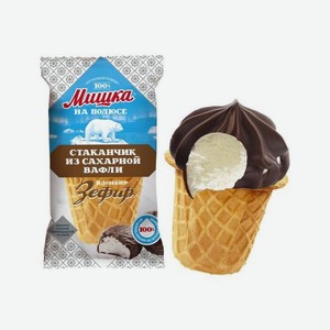 Мороженое <Мишка на полюсе> пломбир со вкусом зефира ж12% 80г ваф/ст Казахстан