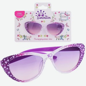 Очки солнцезащитные для детей Lukky Fashion  Звездное мерцание ,розовый градиент,карта,пакет арт.Т22474